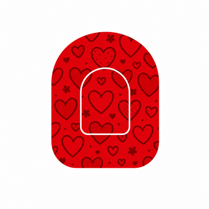 Omnipod overpatch – Heart inkl. extra fäste för insulinpump