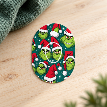 The Grinch Christmas CGM Sensor Patches ink. Sticker for Dexcom G7 (10-pack)