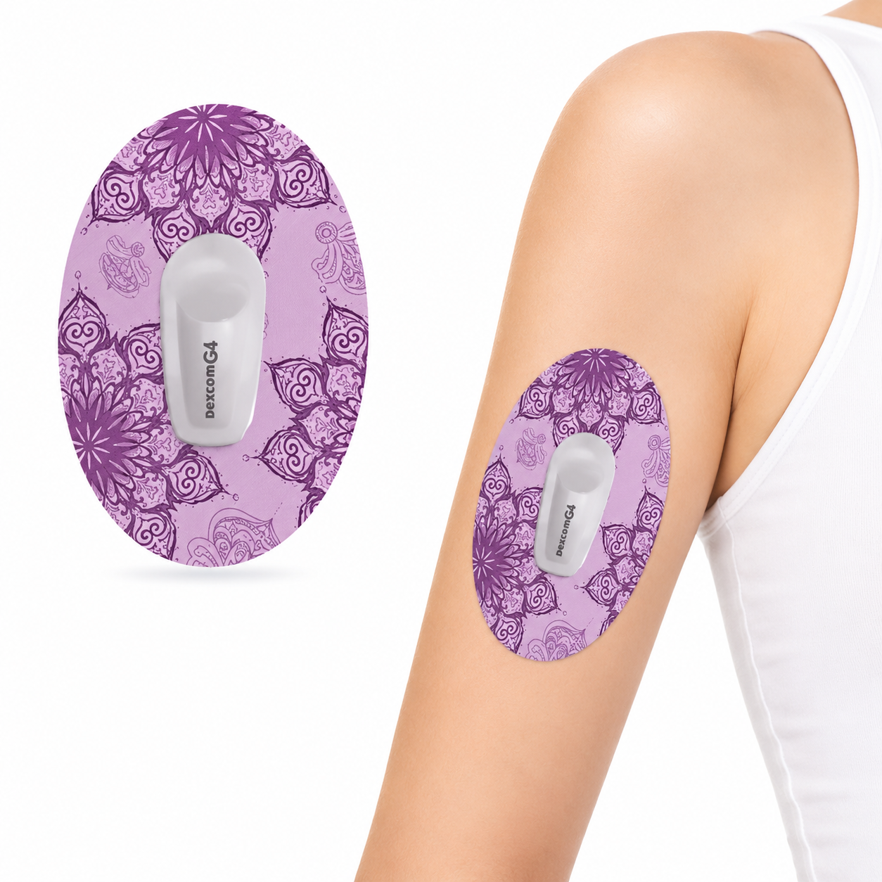 Dexcom G6 CGM-sensor overpatches – Purple Mandalaprint