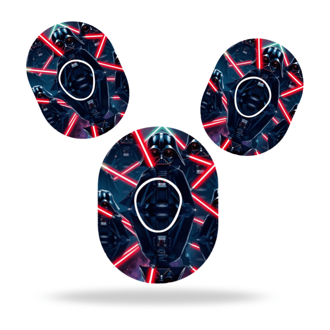 Star Wars Darth Vader CGM-Sensor Overpatch for Dexcom G7 featuring vibrant lightsaber design.