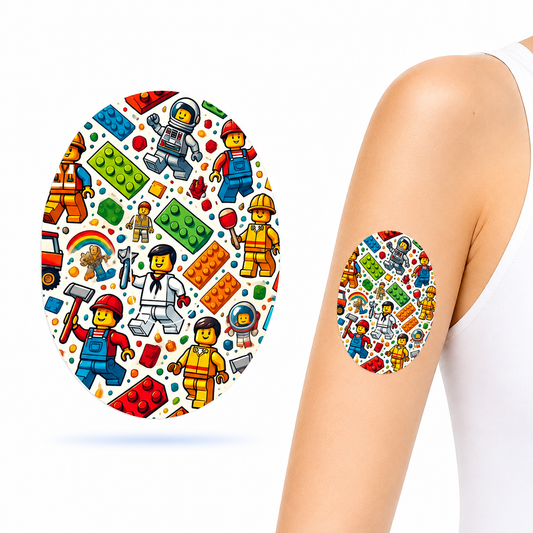 Lego Guys CGM sensor Patches for Dexcom G6 (10-pack) including Sensor sticker
