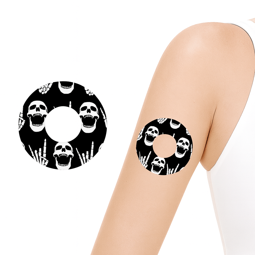 Diabeteshjalp Sensor plåster Rock'N'Roll Skull Sensor Patch för Freestyle Libre 3