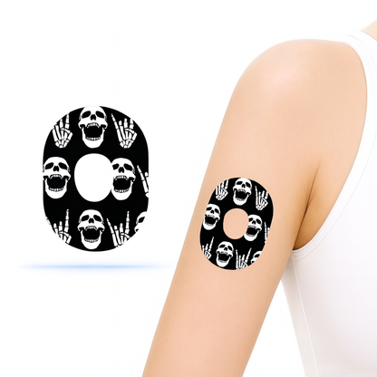 Rock"N"Roll Skull CGM-sensor overpatches för Dexcom one+ - Diabeteshjalp