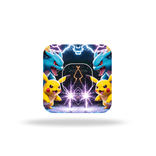 Färgglad Pokémon design med Pikachu och blå drake, perfekt för CGM-sensor överpatch.
