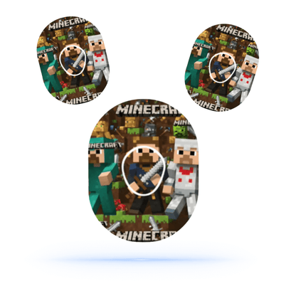 Minecraft CGM-Sensor overpatch for Dexcom G7 featuring pixel art characters from the game.