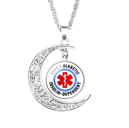 ett halsband med en medicinsk typ 1 diabetes symbol på