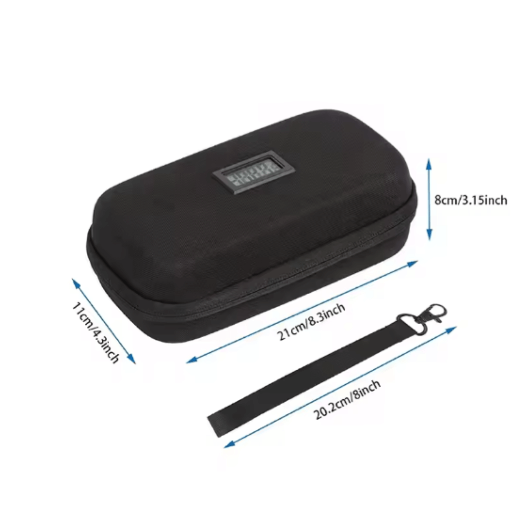 DiaCase Black – Smart kylfodral i svart, mått 21x11x8 cm för säker förvaring av temperaturkänsliga produkter.