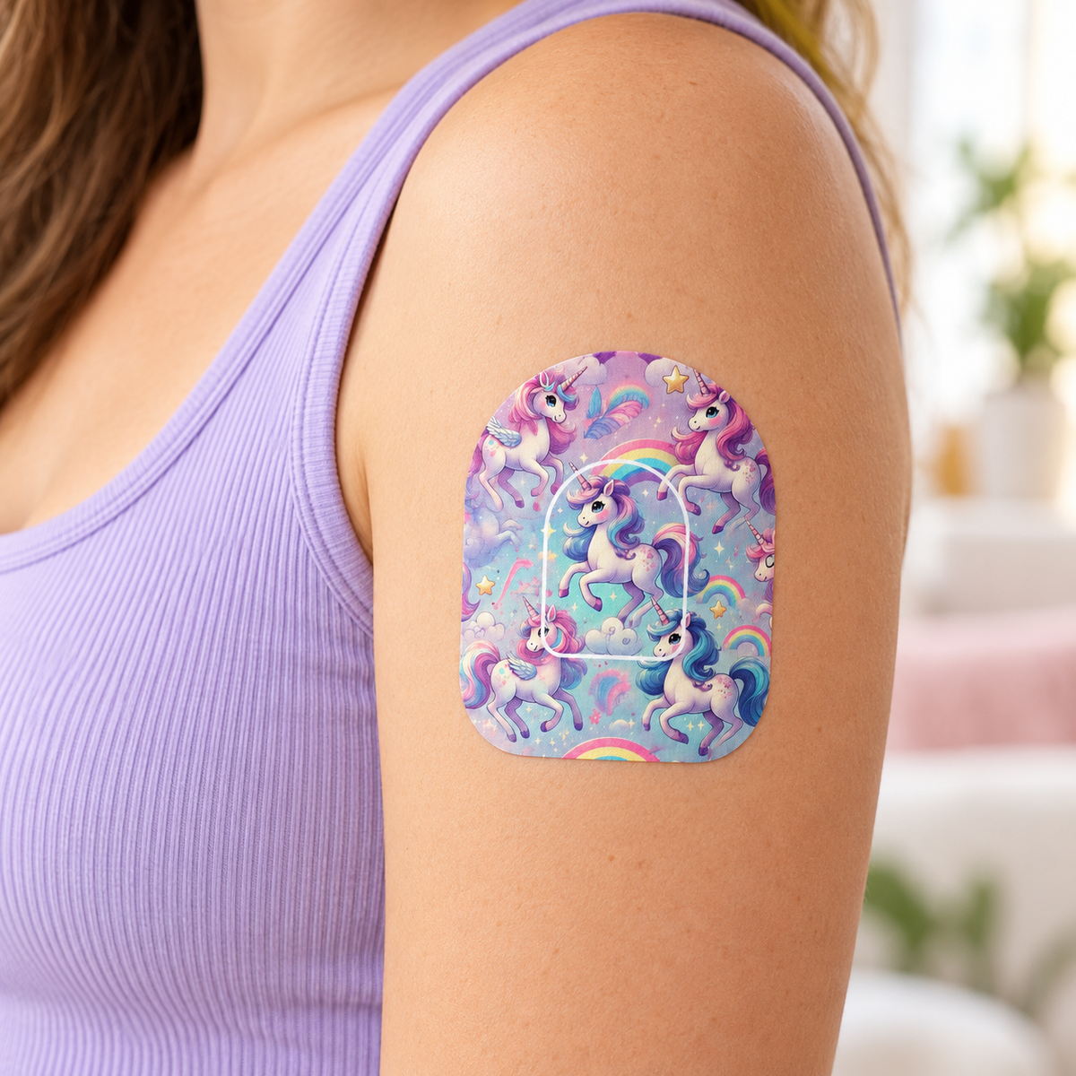 Omnipod overpatch – Unicorn inkl. extra fäste för insulinpump