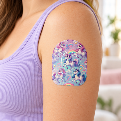 Omnipod overpatch – Unicorn inkl. extra fäste för insulinpump