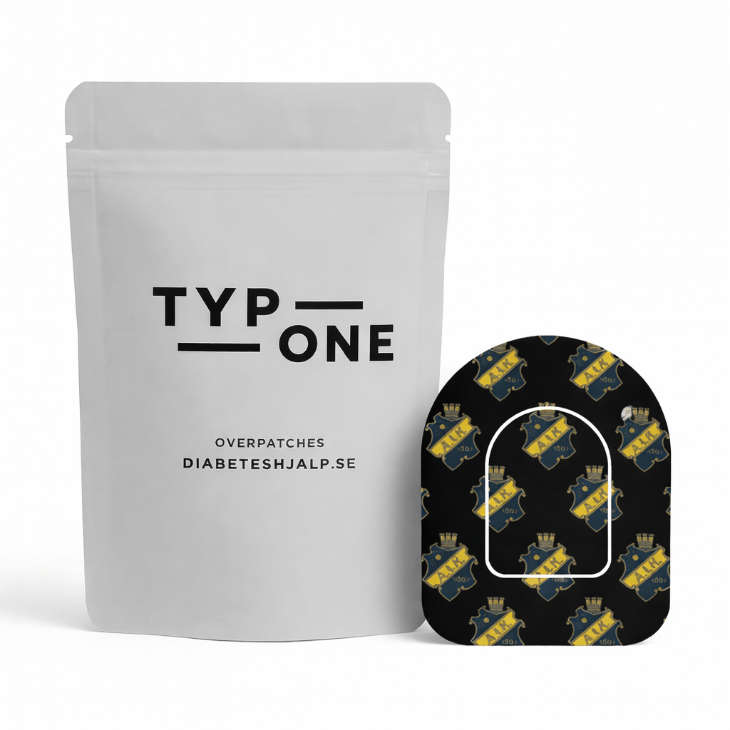 AIK Omnipod Overpatch för extra fäste och sportigt uttryck, stöd för AIK, säker fixering av Omnipod-podden för barn och unga.