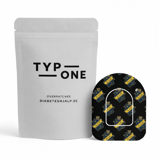 AIK Omnipod Overpatch för extra fäste och sportigt uttryck, stöd för AIK, säker fixering av Omnipod-podden för barn och unga.
