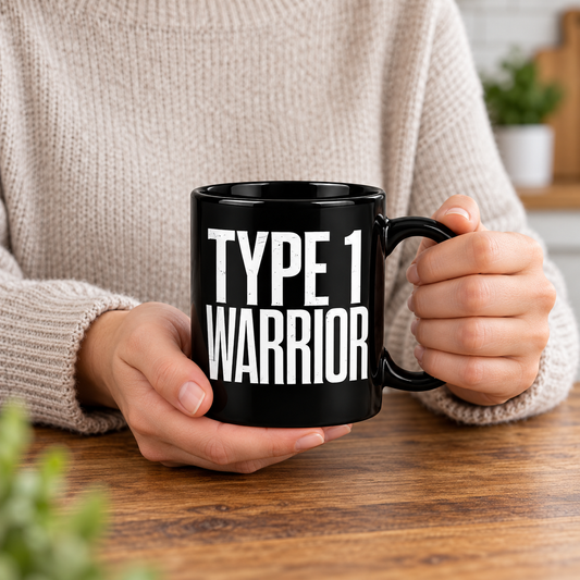 Type 1 Warrior – Black Ceramic Mug for Type 1 Diabetes