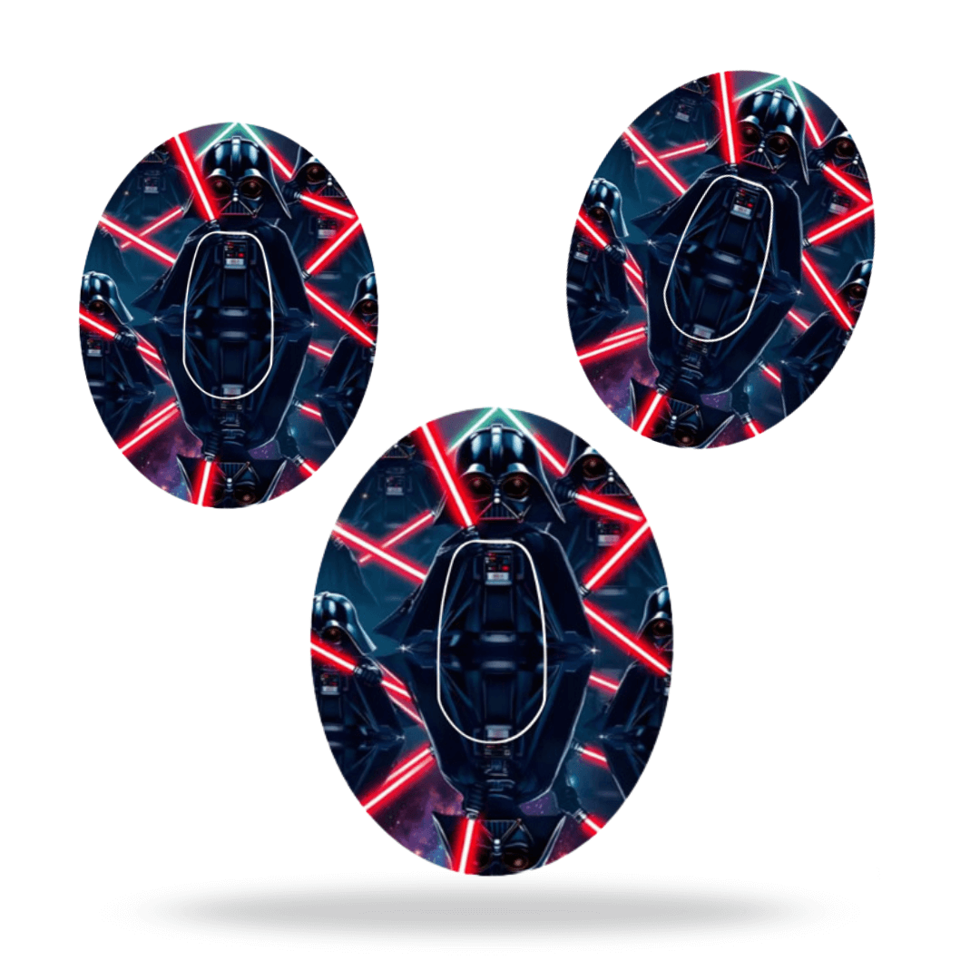 Star Wars Darth Vader CGM-sensor overpatch design featuring striking lightsabers and bold colors.