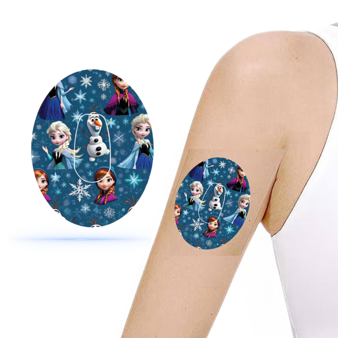 FROZEN CGM-Sensor overpatch för Dexcom G6 inkl. Sensor Sticker, designad för att skydda sensorn och maximera användarens komfort.