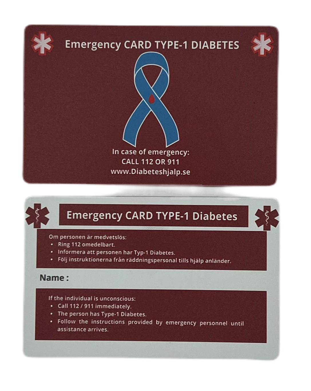 Emergencycard diabetes typ 1 