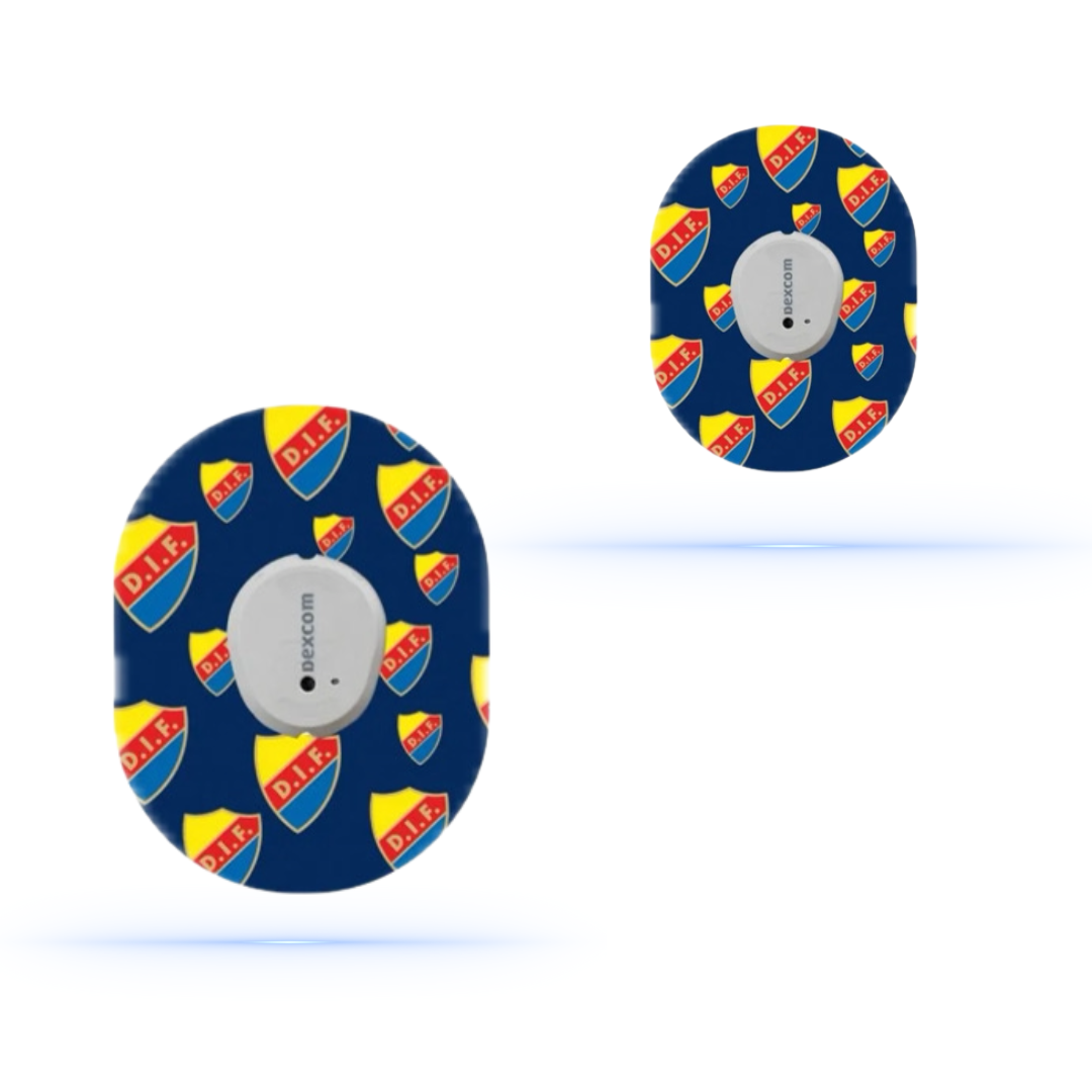 DiabetaGuard Djurgårdens IF CGM-patchar för Dexcom One+, stiliga patchar med klubbens färger och emblem, designade för att säkert skydda sensorn och visa lojalitet till Djurgårdens IF. Perfekta för spelare och supportrar.