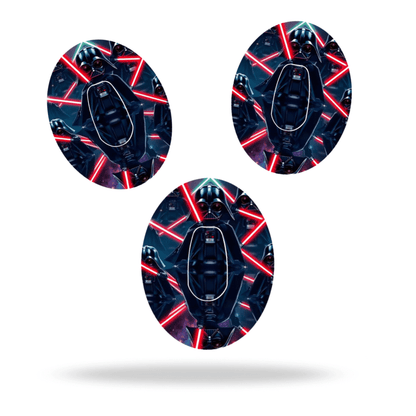 Star Wars Darth Vader CGM sensor overpatch for Dexcom G6 with vibrant lightsaber design.