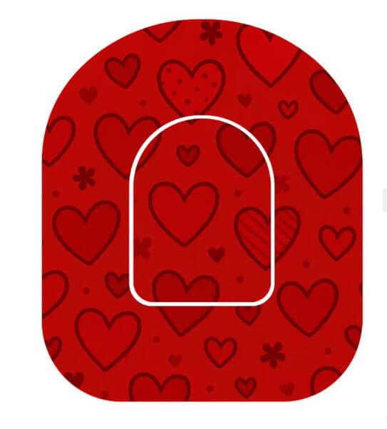 Heart Omnipod Overpatch i hjärtformad design för extra stabilitet och personlig känsla för Omnipod insulinpump.