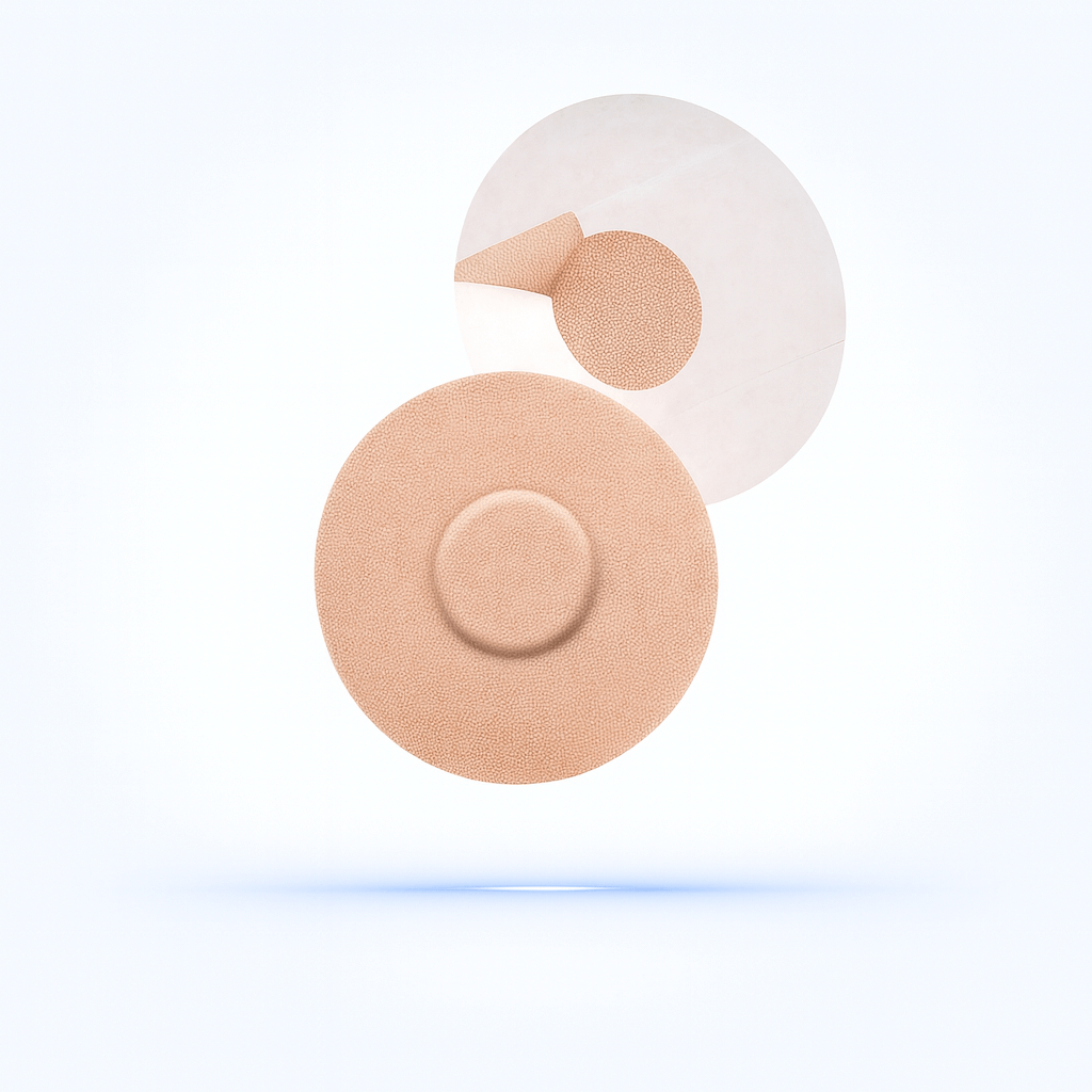 Beige sensor overpatches för Freestyle Libre 1, 2 och 3, designade för att skydda din freestyle libre sensor under aktiva dagar.