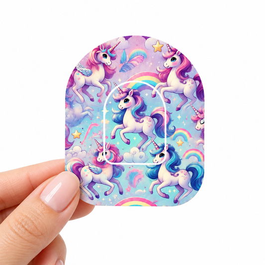 Omnipod overpatch – Unicorn inkl. extra fäste för insulinpump