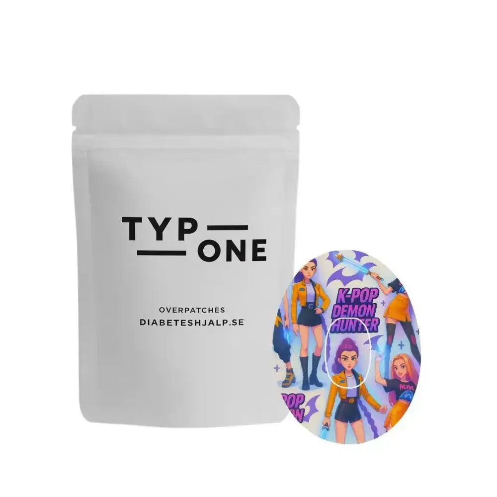 Dexcom G6 K-POP Demon Hunter Overpatch med färgstark K-pop och anime-design för sensoröverdrag.