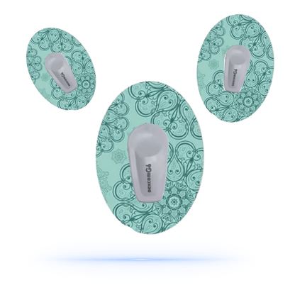 Turkos Mandalaprint CGM Patches För Dexcom G6 (5-pack) - Diabeteshjalp