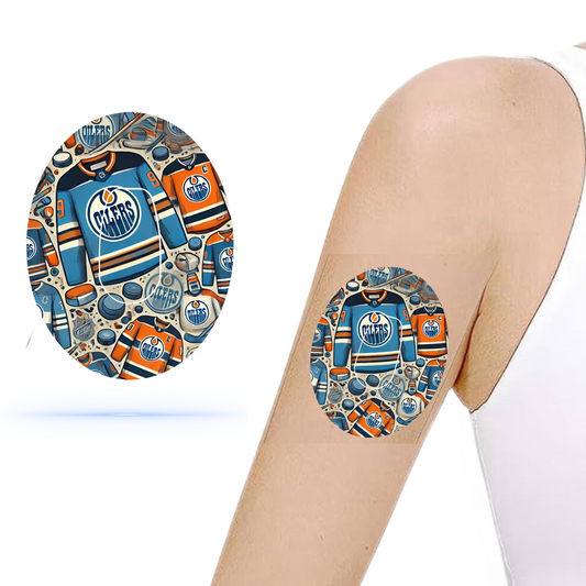 Edmonton Oilers Ice Hockey CGM Sensor Patch för Dexcom G6 (10-pack) inkl. Sensor Sticker - Diabeteshjalp