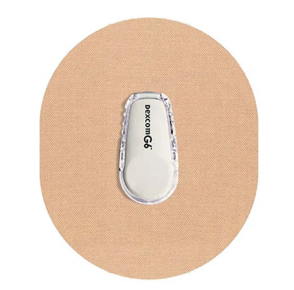 Diskreta och stiliga StayActiv Sport CGM-Sensor overpatches i beige, designade för att skydda Dexcom G6 vid träning.