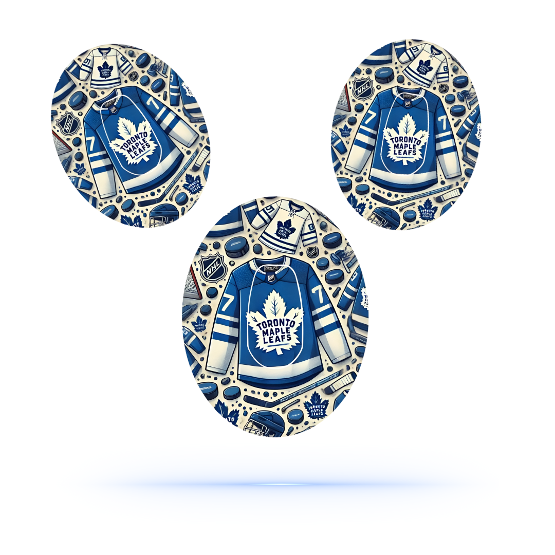 Toronto Maple Leafs Ice Hockey CGM overpatch för Dexcom G6 (10-pack) inkl. Sensor Sticker - Diabeteshjalp