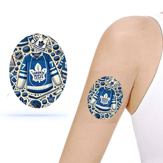 Toronto Maple Leafs Ice Hockey CGM overpatch för Dexcom G6 (10-pack) inkl. Sensor Sticker - Diabeteshjalp