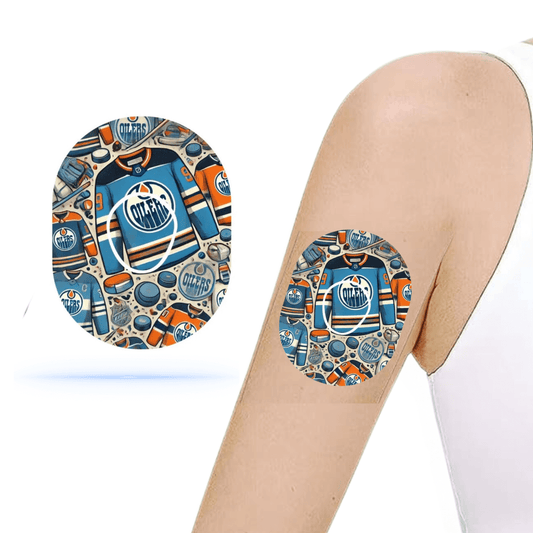 Edmonton Oilers Ice Hockey CGM Patches för Dexcom G7 Sensor (10-pack) inkl. Sensor Sticker - Diabeteshjalp