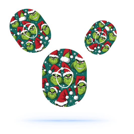 The Grinch Christmas CGM Sensor Patches ink. Sticker för Dexcom G7 ( 10-pack) - Diabeteshjalp