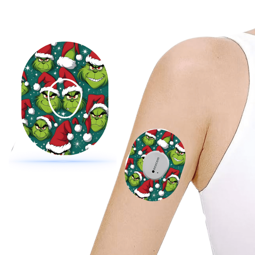 The Grinch Christmas CGM Sensor Patches ink. Sticker för Dexcom G7 ( 10-pack) - Diabeteshjalp