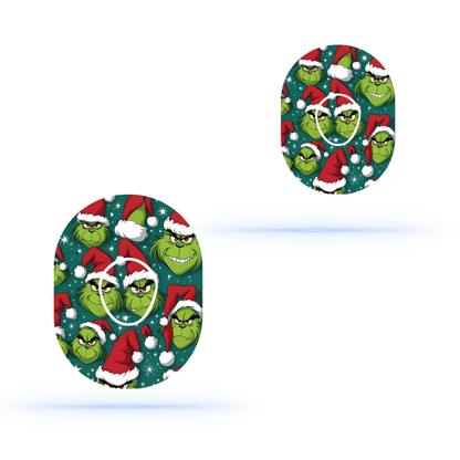 The Grinch Christmas CGM Sensor Patches ink. Sticker för Dexcom G7 ( 10-pack) - Diabeteshjalp