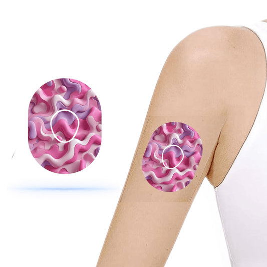 Pink Camouflage CGM Sensor Patches för Dexcom G7 Sensor (10-pack) inkl. Sensor Sticker - Diabeteshjalp