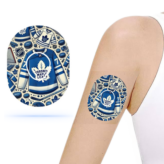 Toronto Maple Leafs Ice Hockey CGM overpatches för Dexcom G7 Sensor (10-pack) inkl. Sensor Sticker - Diabeteshjalp