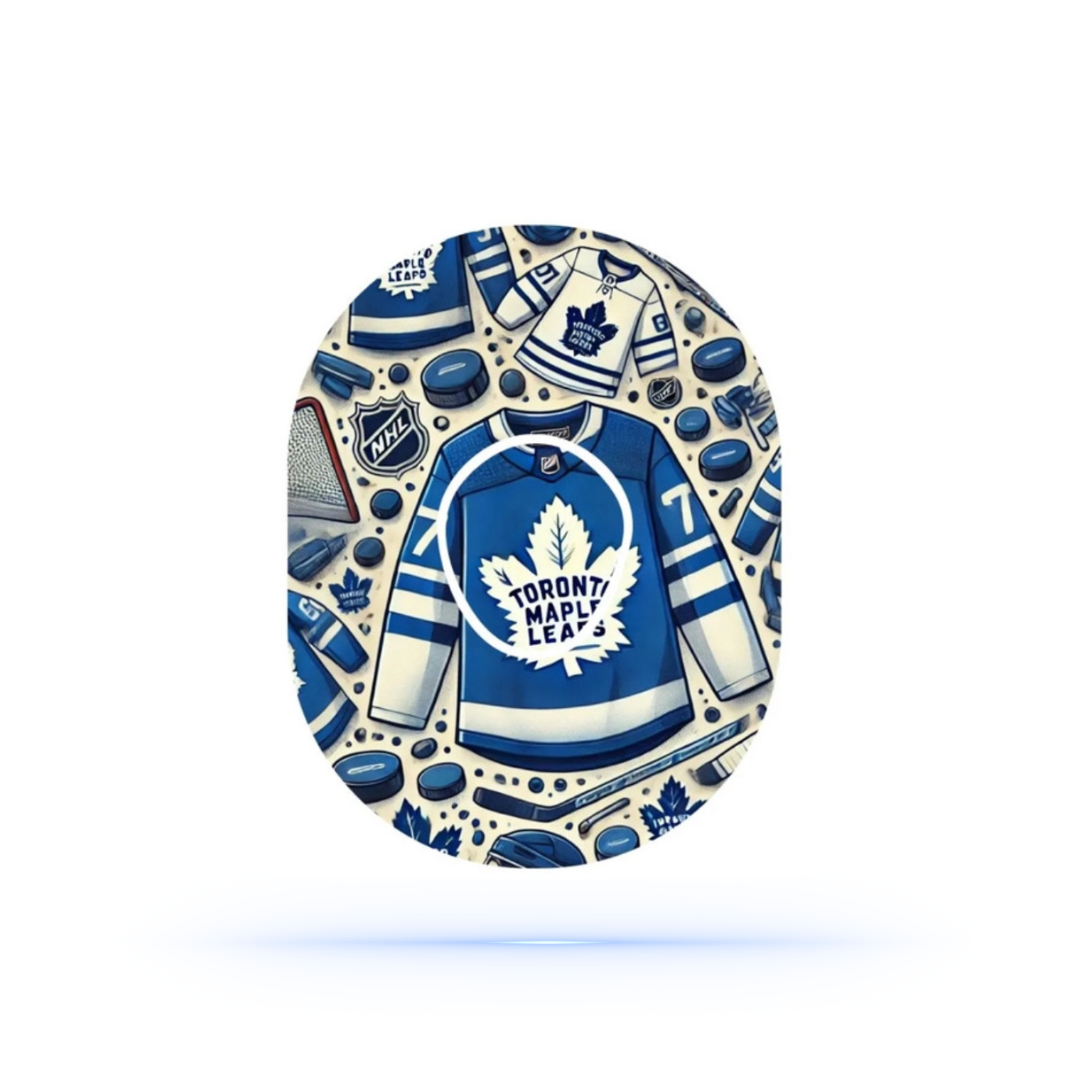 Toronto Maple Leafs Ice Hockey CGM overpatches för Dexcom G7 Sensor (10-pack) inkl. Sensor Sticker - Diabeteshjalp