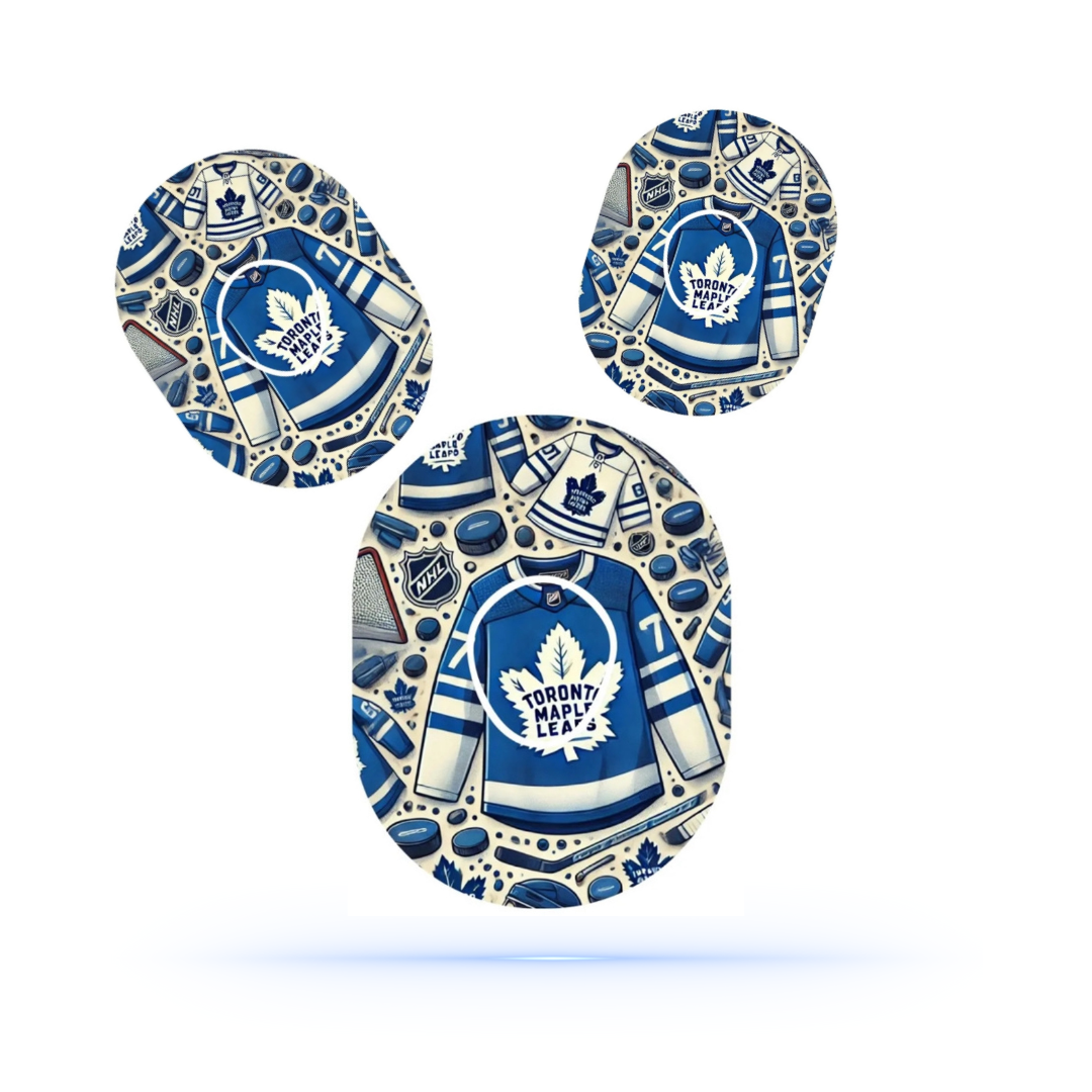 Toronto Maple Leafs Ice Hockey CGM overpatches för Dexcom G7 Sensor (10-pack) inkl. Sensor Sticker - Diabeteshjalp