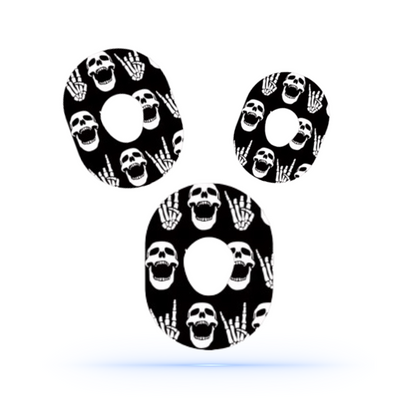 Rock"N"Roll Skull CGM Sensor Patches för Dexcom G7 ( 5-pack) - Diabeteshjalp