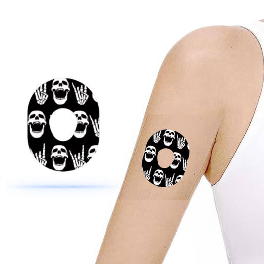 Rock"N"Roll Skull CGM Sensor Patches för Dexcom G7 ( 5-pack) - Diabeteshjalp