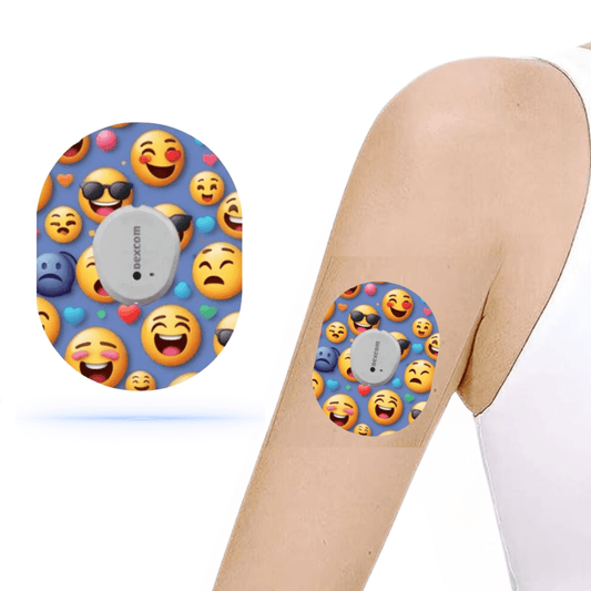 Smiley Emoji CGM Sensor Patches för Dexcom G7 (5-pack) - Diabeteshjalp