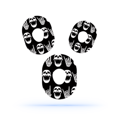 Rock"N"Roll Skull CGM overpatches för Dexcom one+ ( 5-pack) - Diabeteshjalp