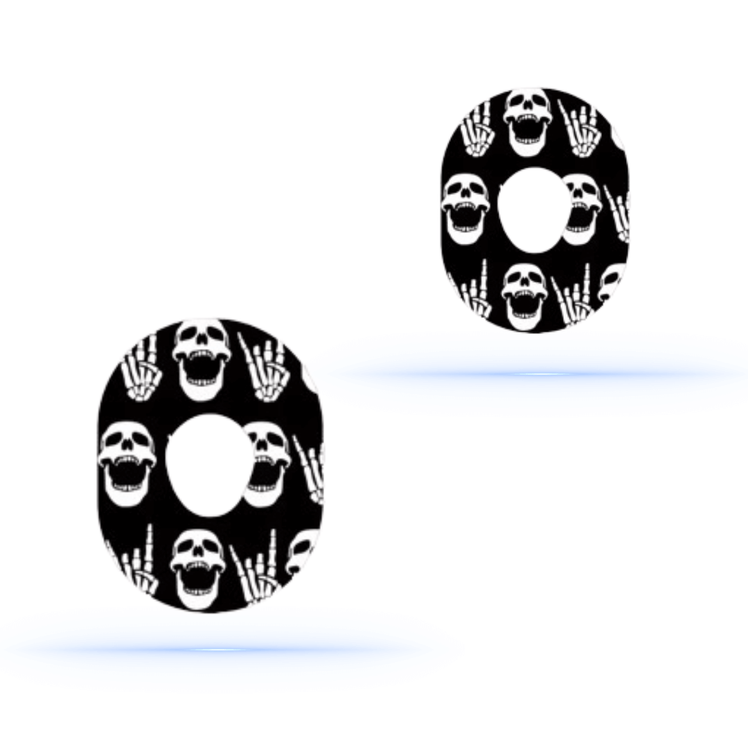 Rock"N"Roll Skull CGM overpatches för Dexcom one+ ( 5-pack) - Diabeteshjalp