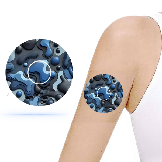 Camouflage Army Blue CGM Sensor overpatches för Freestyle Libre 3 (10-pack) inkl. Sensor Sticker - Diabeteshjalp