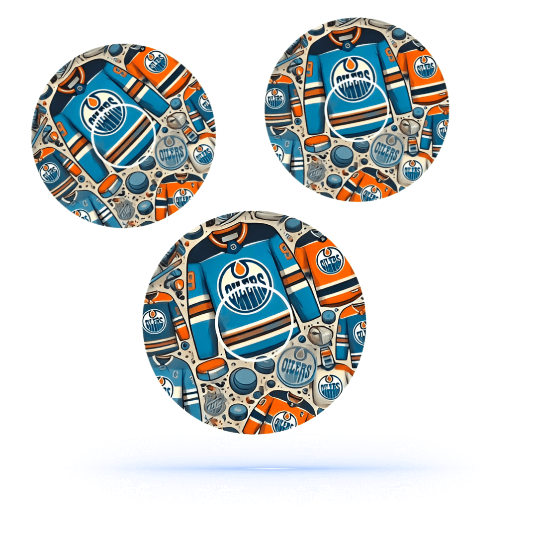 Edmonton Oilers Ice Hockey CGM overpatches för Freestyle Libre 3 (10-pack) inkl. Sensor Sticker - Diabeteshjalp