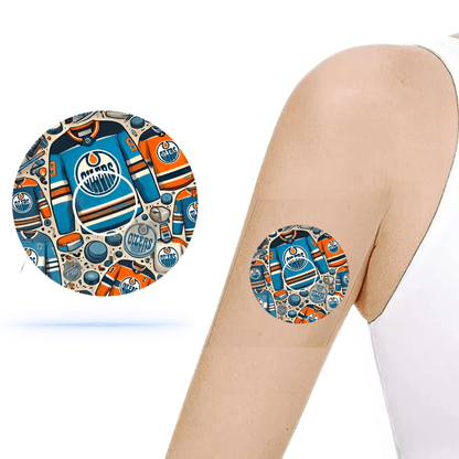 Edmonton Oilers Ice Hockey CGM overpatches för Freestyle Libre 3 (10-pack) inkl. Sensor Sticker - Diabeteshjalp