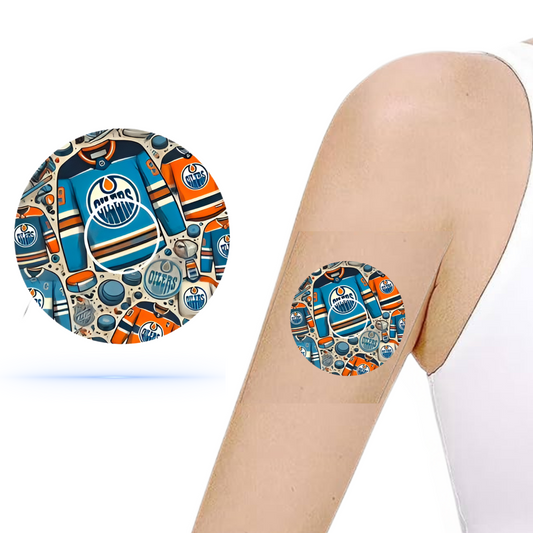 Edmonton Oilers Ice Hockey CGM overpatches för Freestyle Libre 3 (10-pack) inkl. Sensor Sticker - Diabeteshjalp