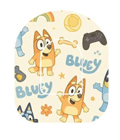 Bluey and bingo Pump Overpatches för Omnipod 5 & Dash – inkl. Pumpsticker.