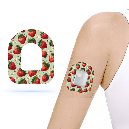 Strawberry Universal Pump overpatch Omnipod (10-pack) - Diabeteshjalp