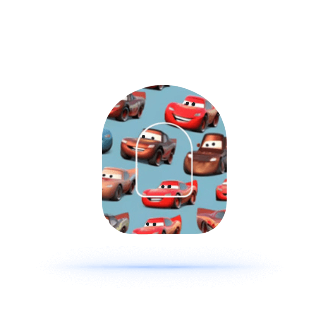 Blixten McQueen Overpatches för Omnipod Dash – inkl. Pumpsticker.